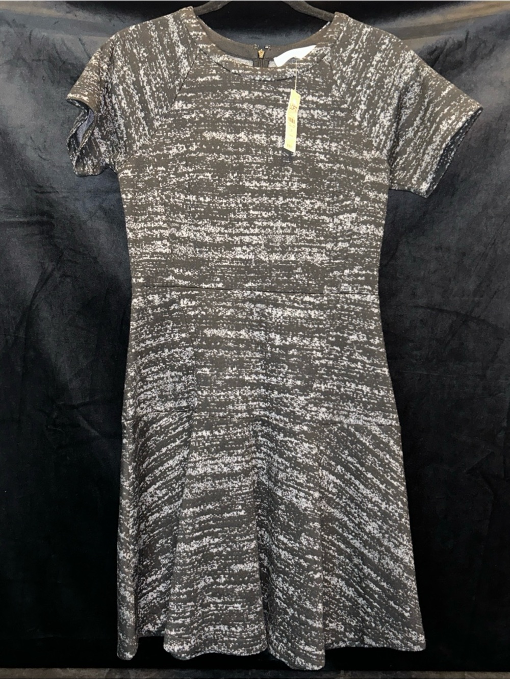 NWT 2P LOFT Heathered Black & White Midi Skater Dress